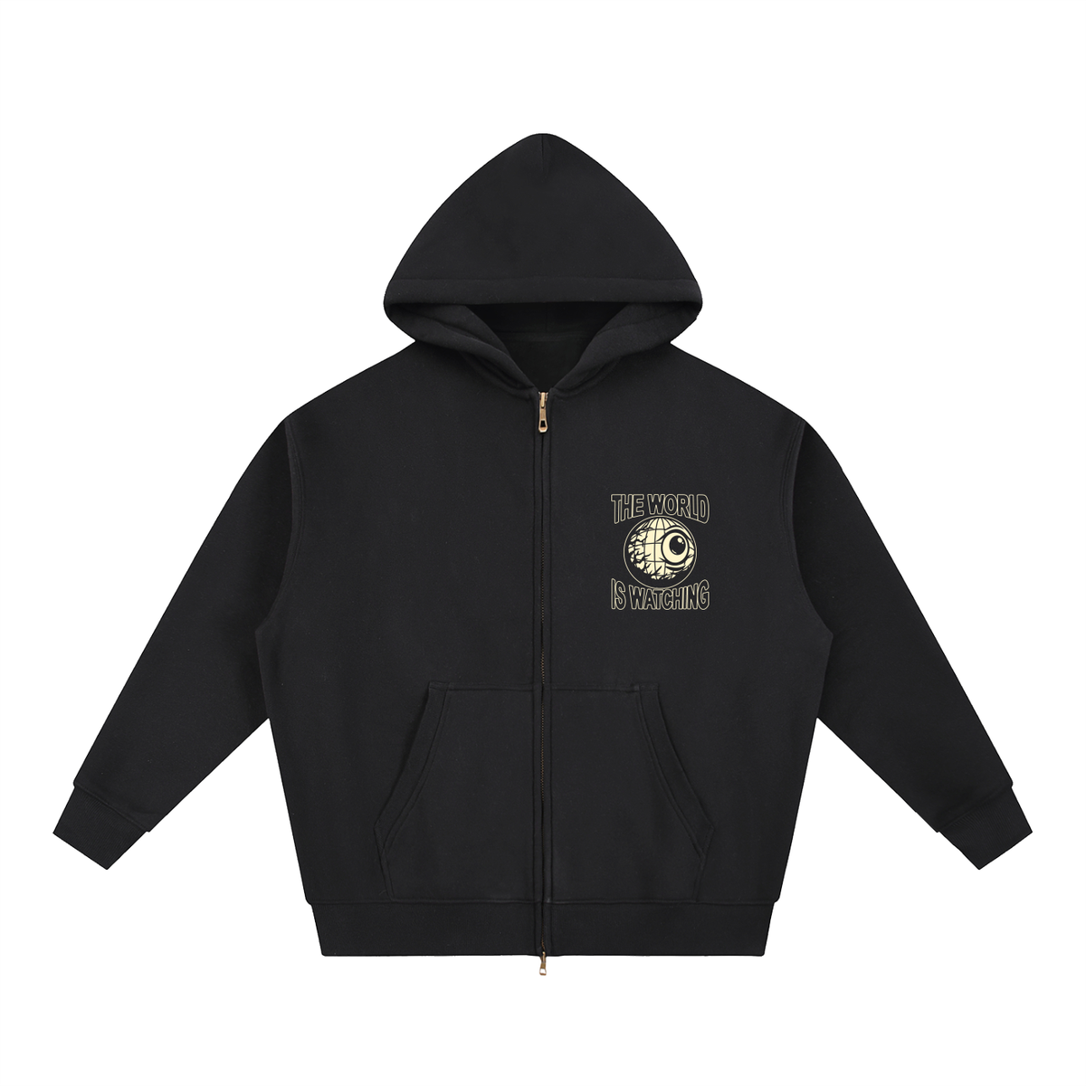 Black 'The World Is Watching' Zip-Up Hoodie