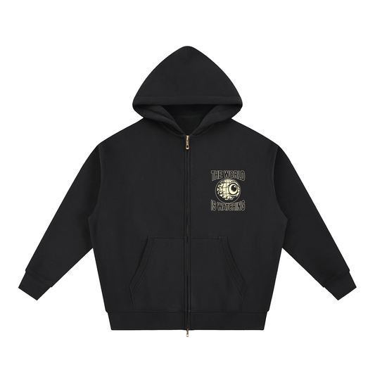 Black 'The World Is Watching' Zip-Up Hoodie