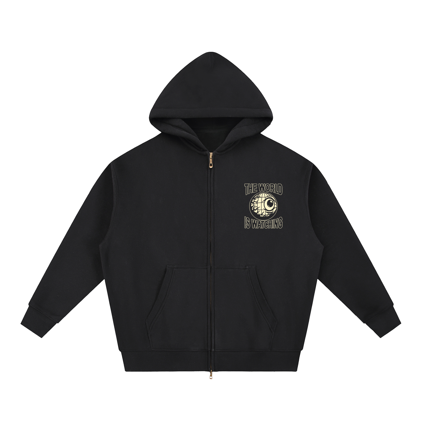 Black 'The World Is Watching' Zip-Up Hoodie