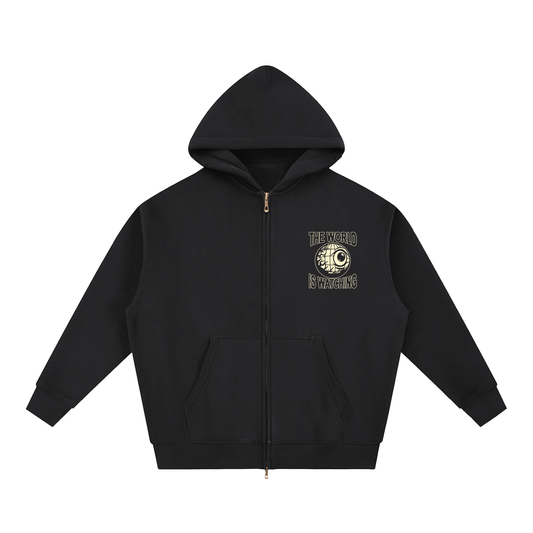Black 'The World Is Watching' Zip-Up Hoodie
